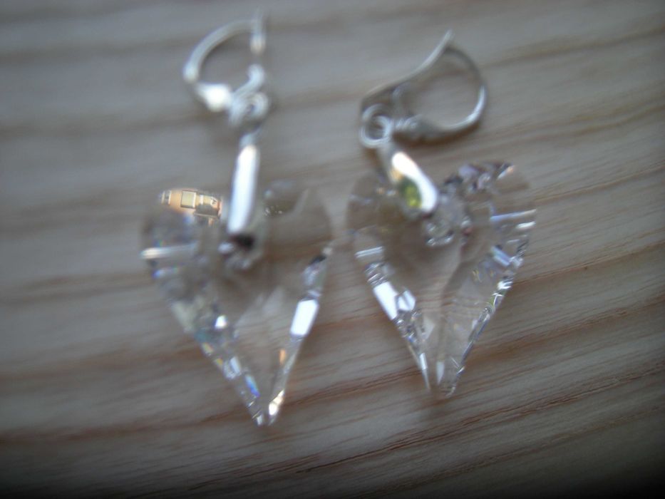 kolczyki 5,5cm kryształy Swarovski duże serca crystal 28mm