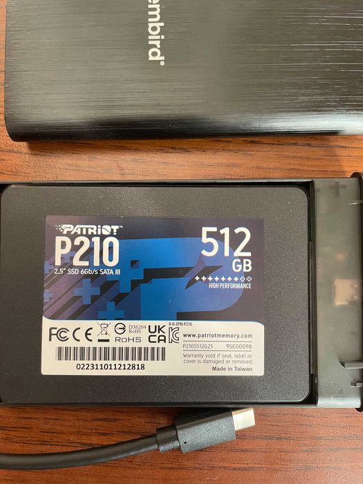 SSD-накопичувач Patriot P210 512GB з кишенею Gembird 2.5" USB3.1