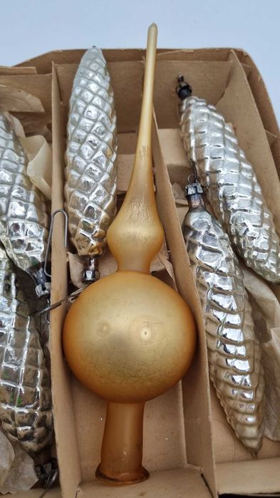 Bombki szklane PRL szyszki szpic