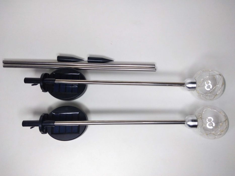 Lampa Solarna Ogrodowa Kula Wbijana 70cm IP65 x2