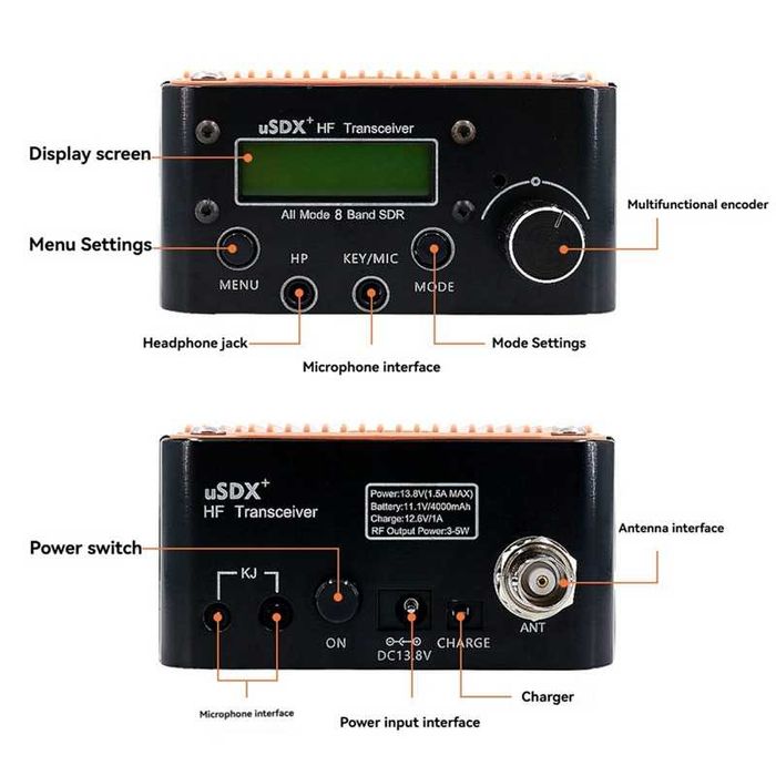 Rádio SDR uSDX+ Plus V2 – Multibanda (8 bandas) – Como novo