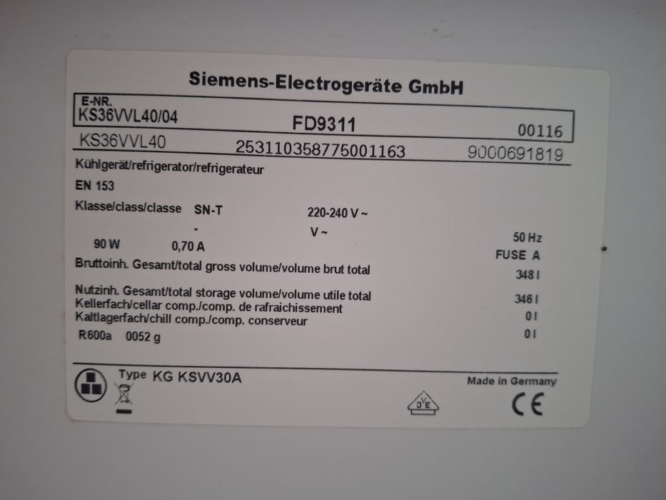 Холодильник Siemens  без камери model KG36VVL40 Німеччини