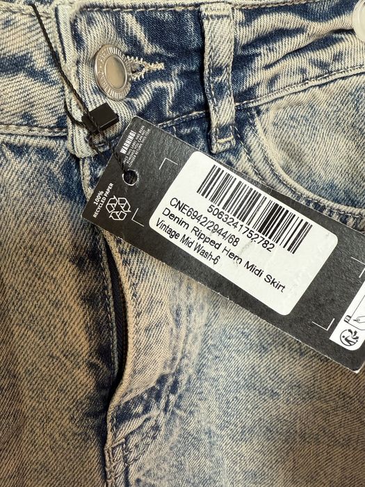 Nowa jeansowa spódnica Denim XS/34 PrettyLittleThing Przetarcia