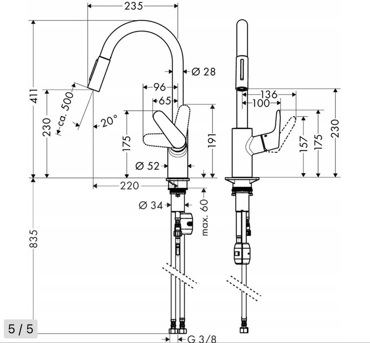 Bateria kuchenna Hansgrohe Focus Chrom 31815000