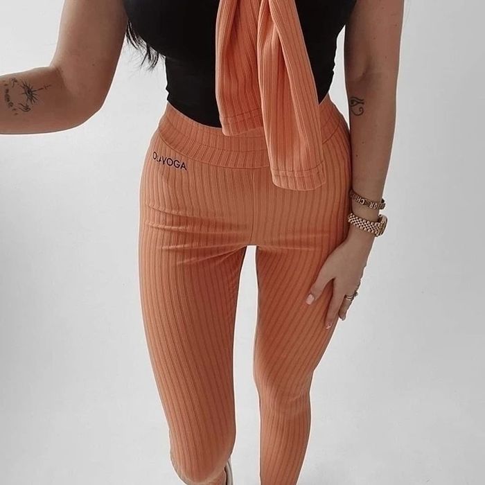 Legginsy damskie OLAVOGA LUCIA S M biale pomarańczowe miedziane