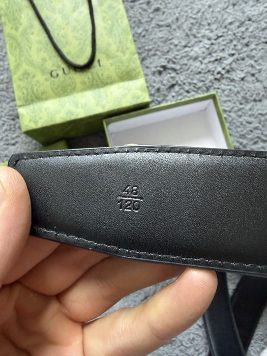 Gucci Pasek Skórzany GG Interlocking G 48/120 Czarny + Pudełko