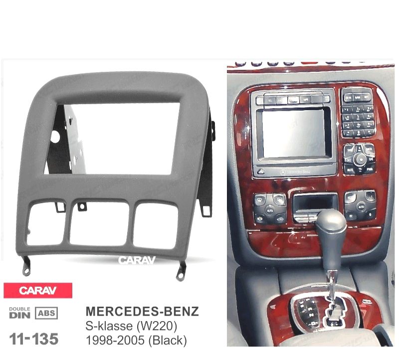 MOLDURA ADAPTADOR PRETO PARA RADIO 2-DIN MERCEDES CLASE S W220