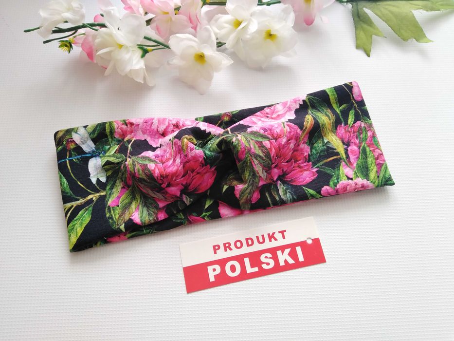 Szeroka opaska przeplatana na głowę - hand made - różne wzory