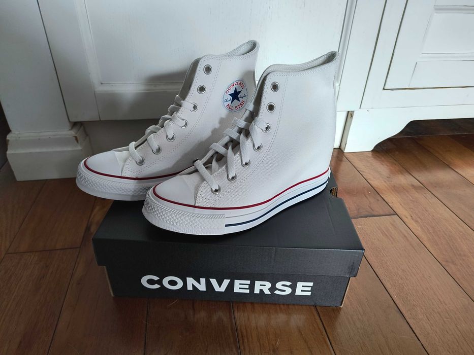 Trampki Converse na platformie białe 39