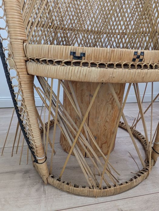 Komplet plecionych Boho rattanowych mebli ławeczka łóżko