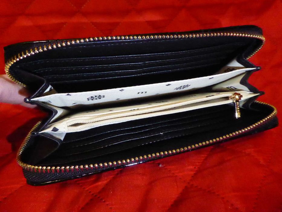 Portfel damski Monnari elegancki czarny duży skóra eko prezent