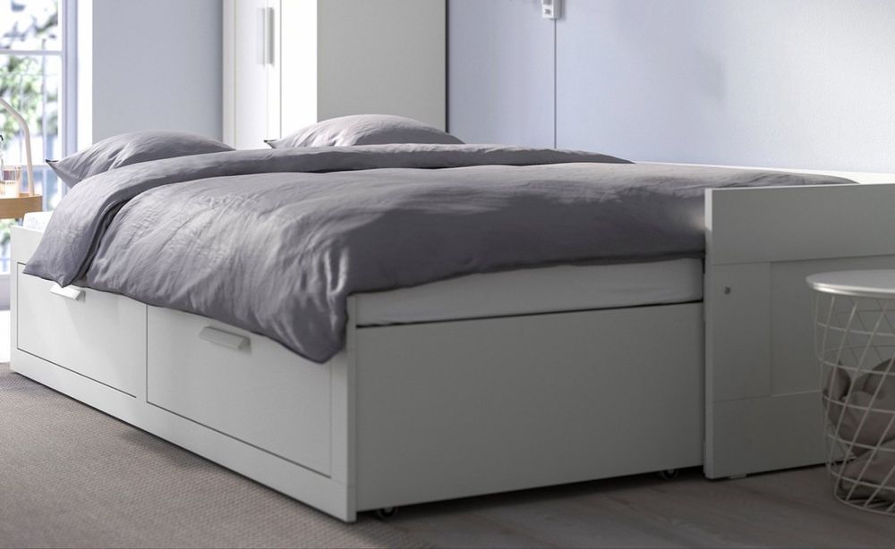 Cama indiv/dupla c/2 gav. branca 80x200 cm