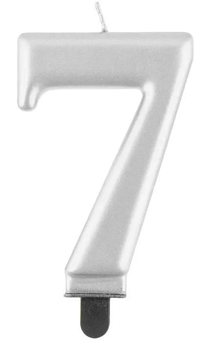 Świeczka urodzinowa. Cyfra 7, srebrna. Godan. Nowy Produkt