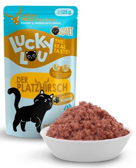 Karma dla kota bez zbóż, cukru i GMO - Lucky Lou DRÓB i JELEŃ 125g