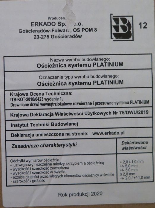 ościeżnica regulowana erkado 80 lewa