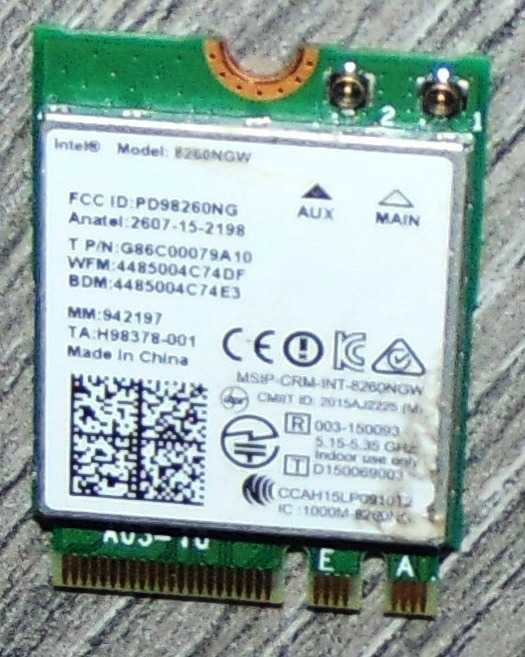 Wi-fi+BT модуль Intel 8260ngw M.2 Intel Dual Band 867 Mbps 2,4GHz/5GHz