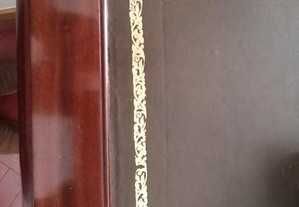 Secretária Pedestal Twin c/ Couro Verde/Ouro