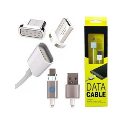 Kabel USB microUSB magnetyczny biały