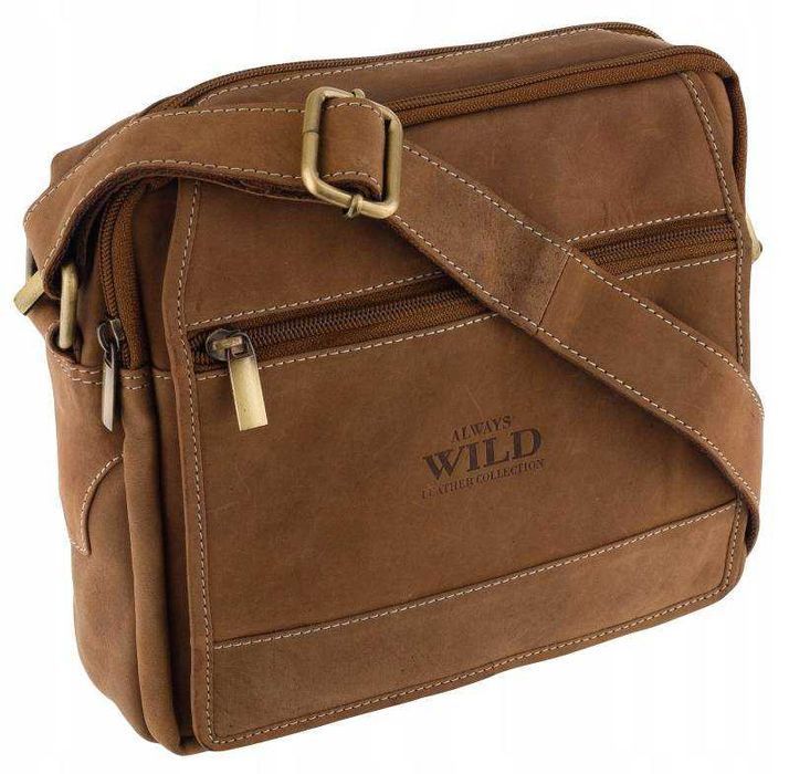 Torba Męska ALWAYS WILD Listonoszka SKÓRZANA Brązowa na Ramię MIEJSKA