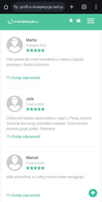 Korepetycje /zajęcia do MATURY  język polski