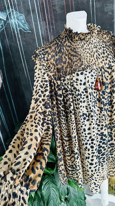 Sukienka Zara lekka pantera zwierzęcy wzór jesień S M L praca