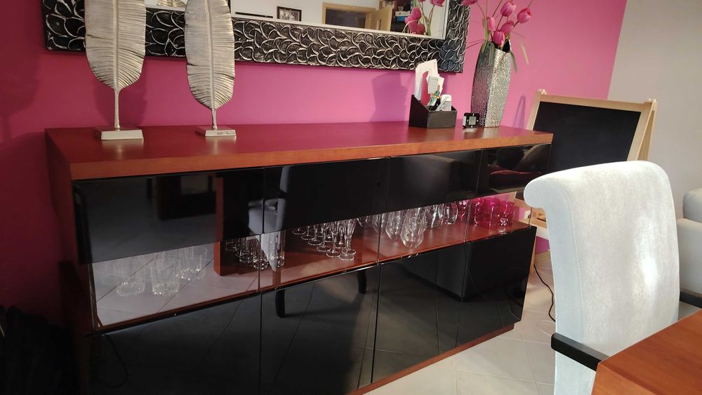 Mobília de sala completa em madeira maciça, cor  cerejeira