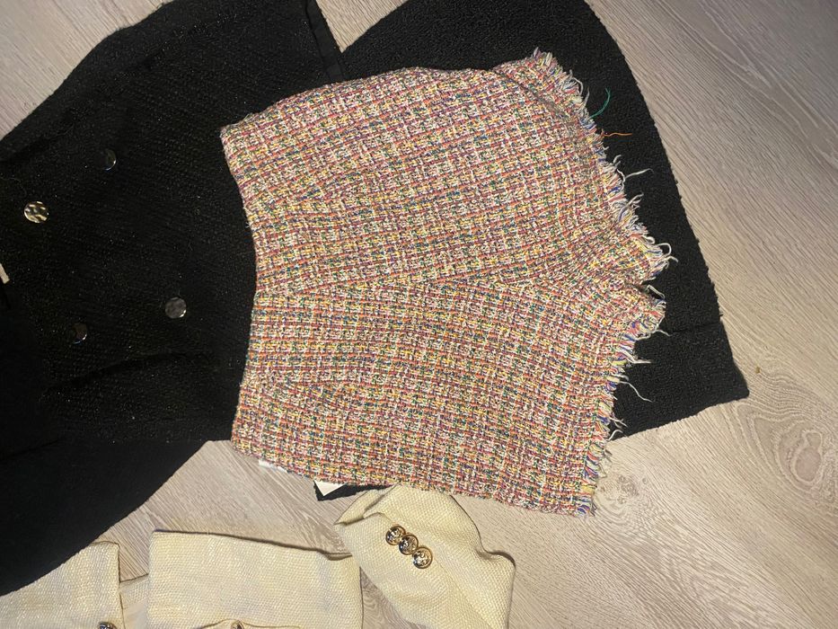 Піджак твідовий шорти юбка твідова новий молочний беж чорний хс с м