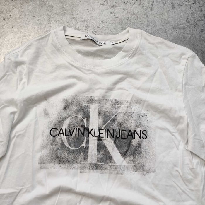 MĘSKA Koszulka Bawełna Biała Calvin Klein Jeans CK PREMIUM Duże Logo