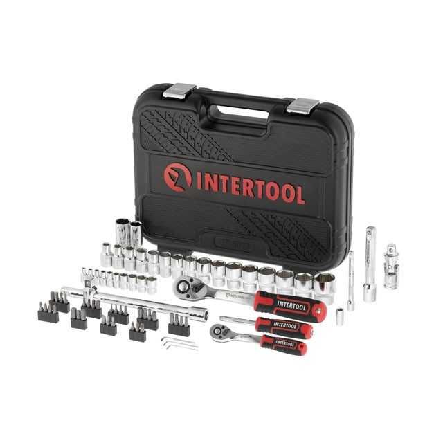 Набор инструментов 73 ед. STORM, 1/2", 1/4", Сr-V. INTERTOOL ET-8073.