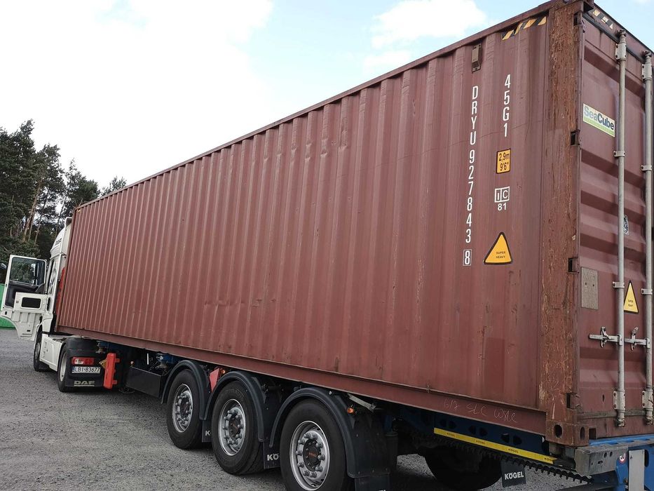 Kontener morski magazynowy 40 HC, 12metrowy, podwyższany, transport