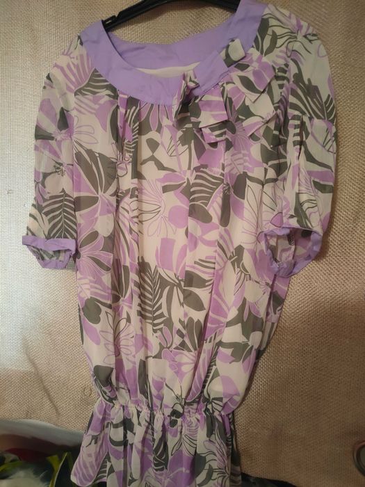 Zestaw 5 ubrań ciążowych, sukienka, 2*tunika, ogrodniczki, koszulka