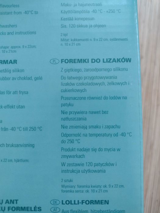 NOWE ~ ERNESTO, Lolly Moulds, foremki do lizaków