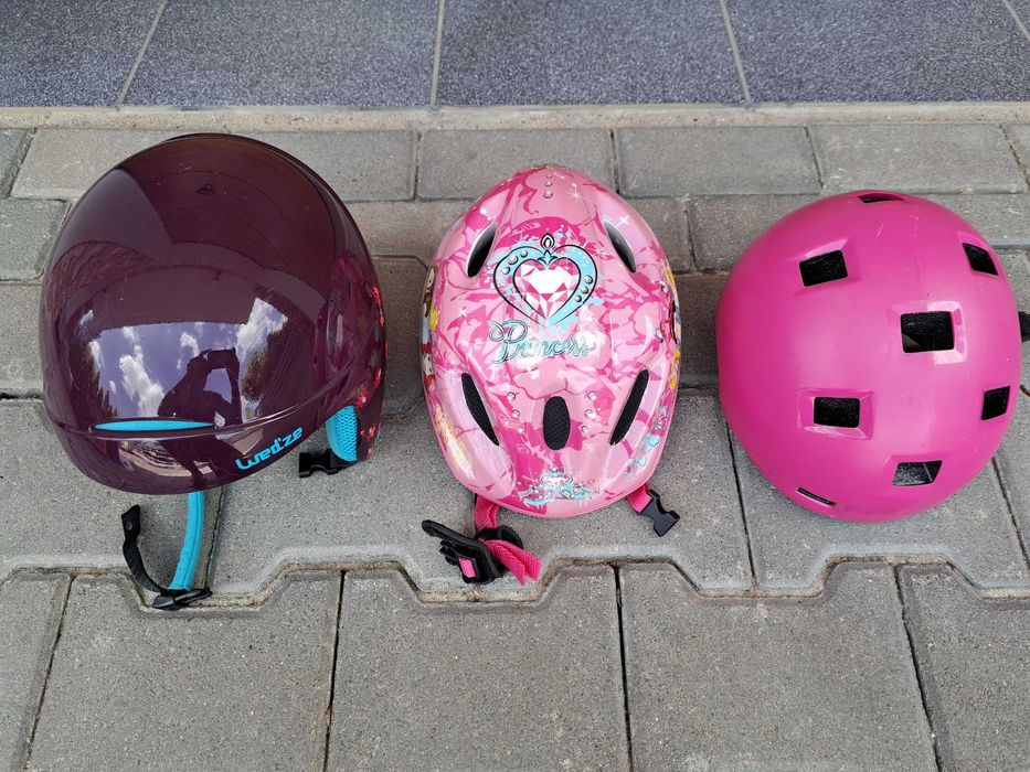 3 kaski dla dziewczynki 6-8 lat ( na narty, rower i rolki ) kask