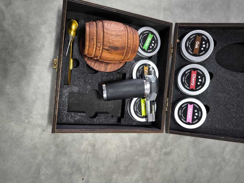 Смокер для віскі набір для копчення віскі 6 ароматів дерев’яна коробка