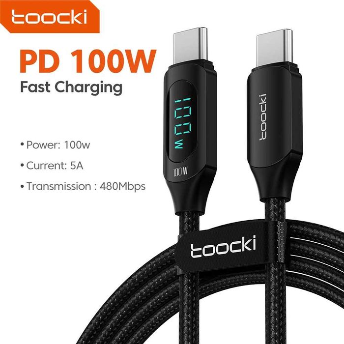 Кабель Toocki Type-C-С PD 100W 5A 2м з дисплеєм iPhone 15/16/ Android