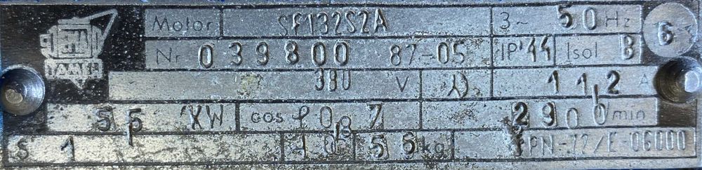 silnik elektryczny 5,5kW 2900obr. 3fazowy Tamel