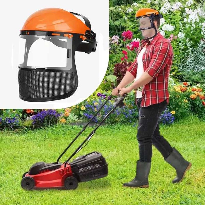 Capacete de Proteção com Viseira Jardinagem Roçagem Poda Ajustável NOV