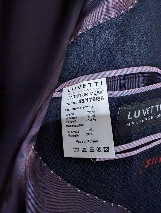 Garnitur męski Luvetti Slim granatowy 48/176/86