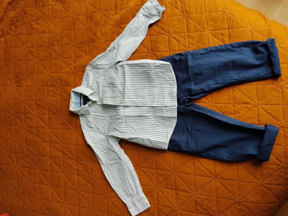 Zestaw koszula w paski 98 i spodnie 92/98 chino c&a, h&m