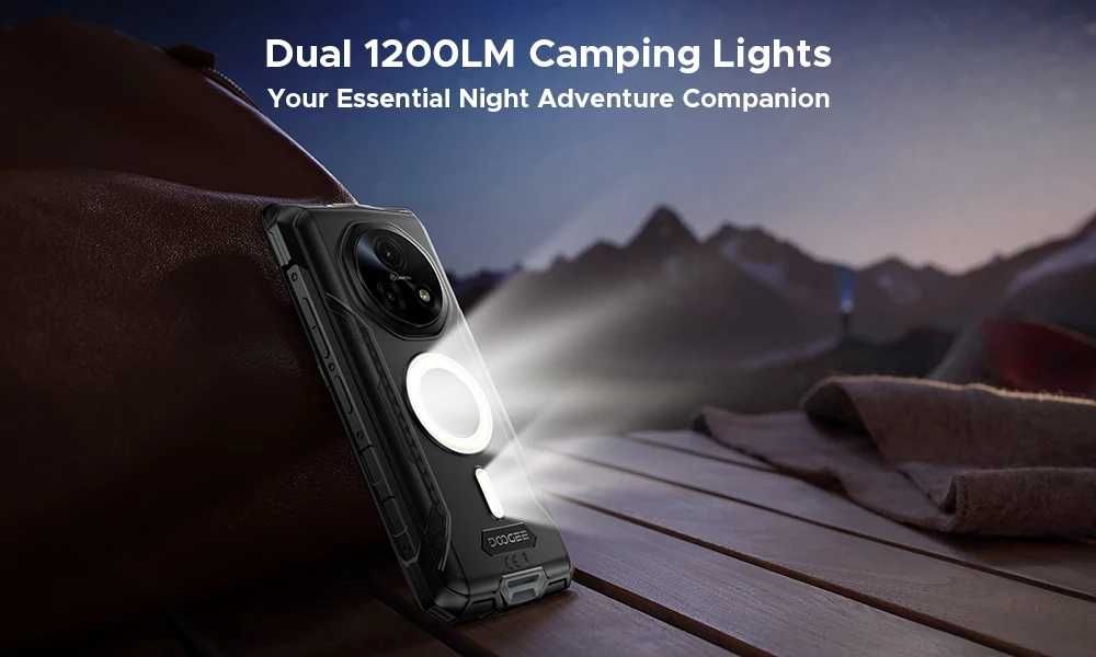 DOOGEE Fire 5 Ultra com Luzes de Camping de 1200LM, 32GB (8+24) de RAM, 256GB de ROM