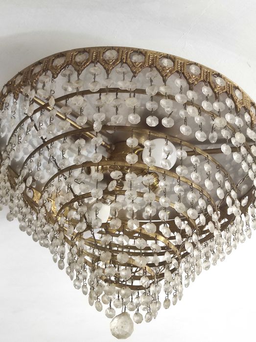 Candeeiro/Lustre de Cristal Vintage Dourado