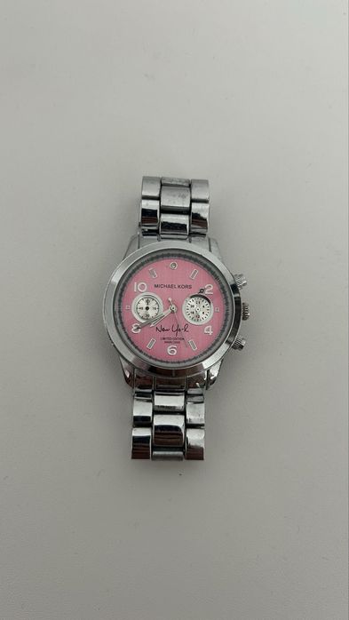 Michael Kors zegarek srebrny rozowa tarcza