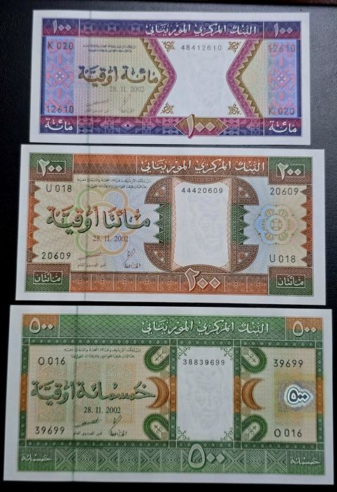 Mauretania zestaw z 2002r UNC bardzo duże banknoty