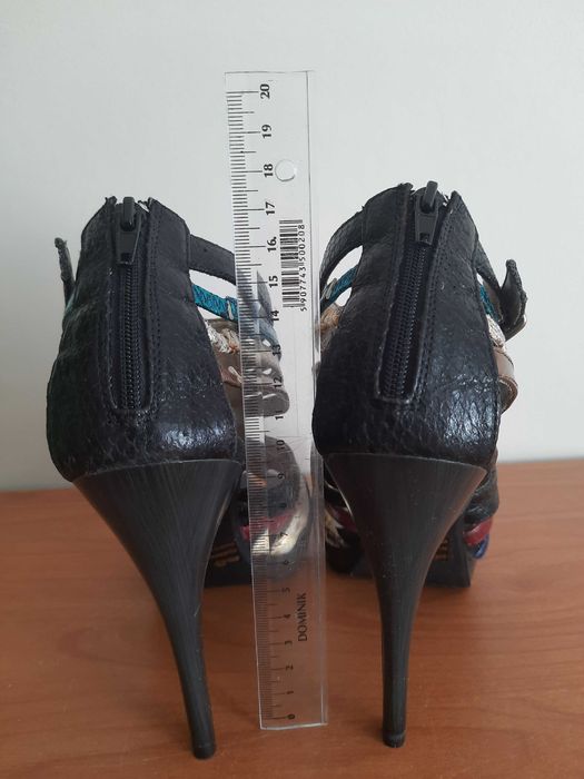 Buty szpilki sandałki gladiatorki kolorowe paski rozmiar 6,5