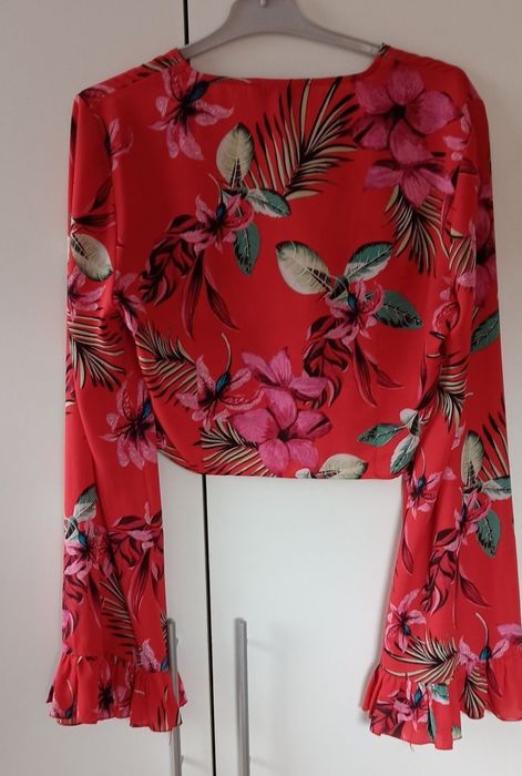 Czerwona bluzka  Missguided  rozmiar L styl hawajski