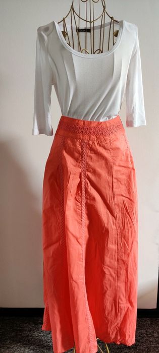 Długa maxi spódnica z bawełny koralowa rozm s