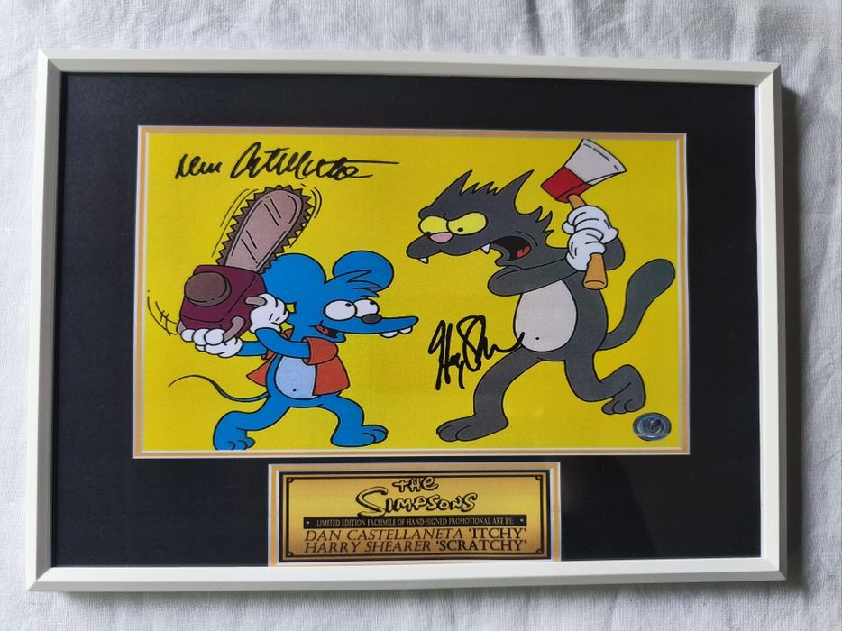 Moldura Série The Simpsons - Itchy & Scratchy com Autógrafos (A4)