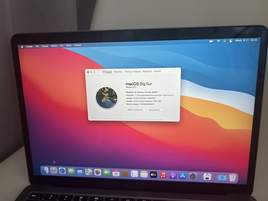 Apple MacBook Air A2197 13 i3 8GB 256GB SSD 2020r