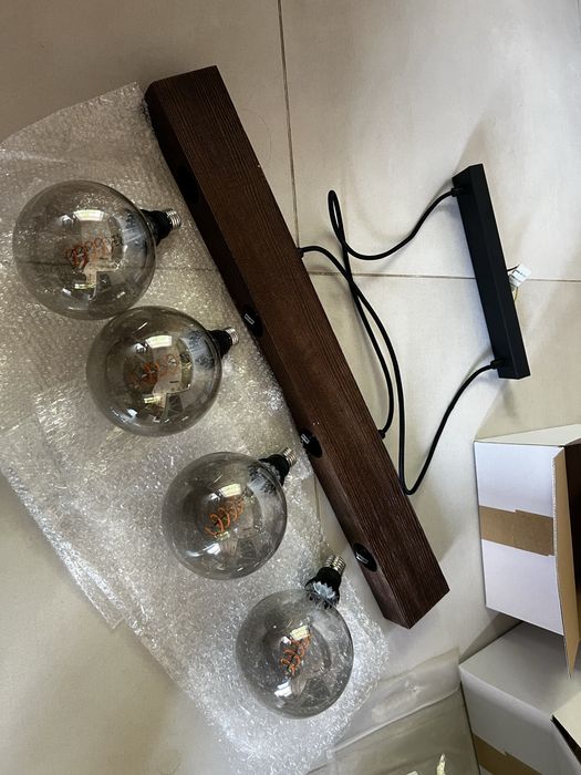 Lampa nad wyspę stół drewniana 4 zarowki IKEA ROLLSBO