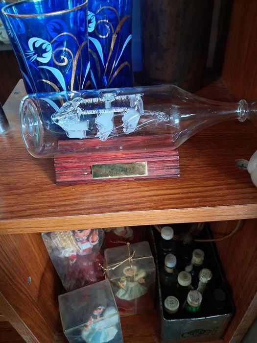 Collectible Glass Bottle with Ship Design